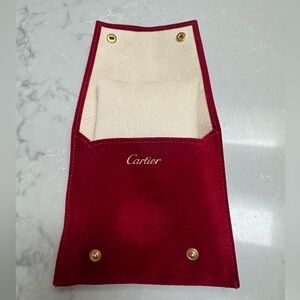 Authentic Cartier Red and Cream Velvet Bracelet / Watch Pouch